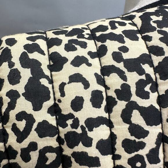 ASOS DESIGN cotton quilted leopard print bowtie tie front jacket Size Large Boxy - Picture 14 of 16